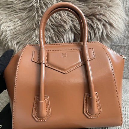 Preloved Authentic Givenchy Antigona Lock Mini — Caramel Smooth Leather