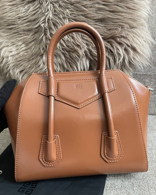 Preloved Authentic Givenchy Antigona Lock Mini — Caramel Smooth Leather