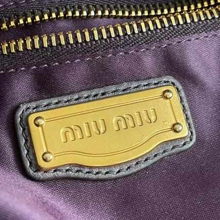Preloved Authentic Miu Miu Coffer Bag – Slate Blue Distressed Leather