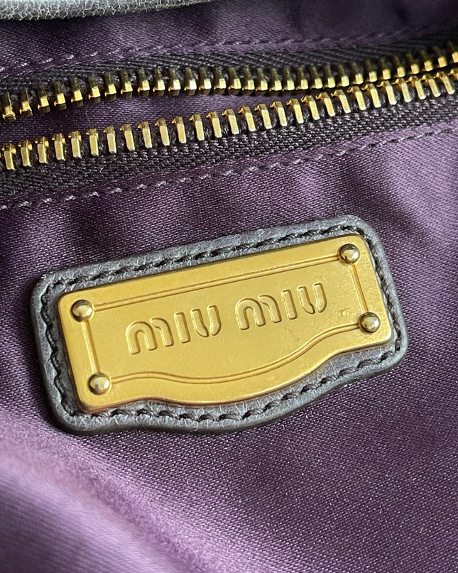 Preloved Authentic Miu Miu Coffer Bag – Slate Blue Distressed Leather
