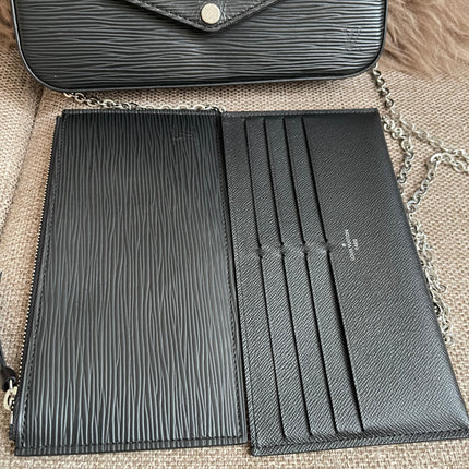 Preloved Authentic Louis Vuitton Félicie Pochette in Black Epi Leather