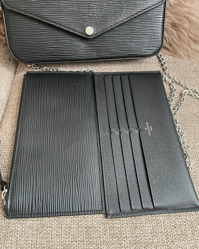 Preloved Authentic Louis Vuitton Félicie Pochette in Black Epi Leather