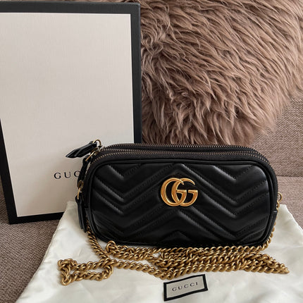 Preloved Authentic Gucci GG Marmont Mini Chain Bag – Black