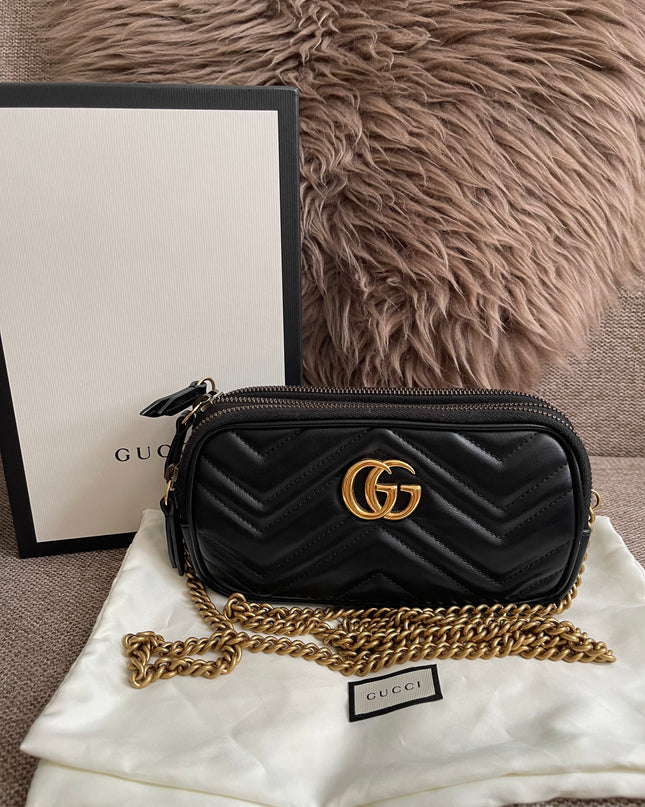 Preloved Authentic Gucci GG Marmont Mini Chain Bag – Black