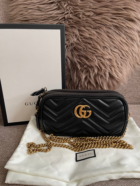 Preloved Authentic Gucci GG Marmont Mini Chain Bag – Black