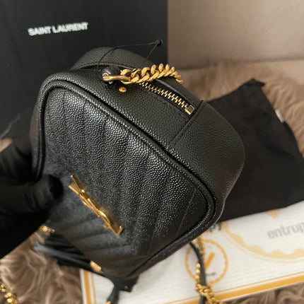 Preloved Authentic Saint Laurent Mini Lou Camera Bag in black quilted leather with gold-tone hardware