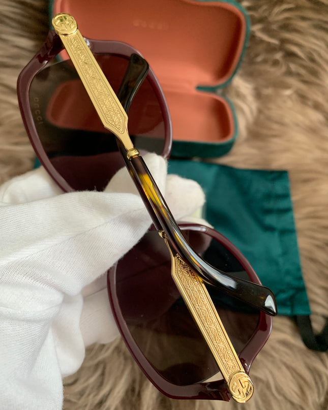 Gucci Burgundy/Black GG00765 Butterfly Sunglasses