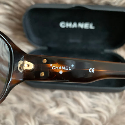 Chanel 2000s CC tortoiseshell sunglasses