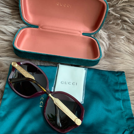 Gucci Burgundy/Black GG00765 Butterfly Sunglasses