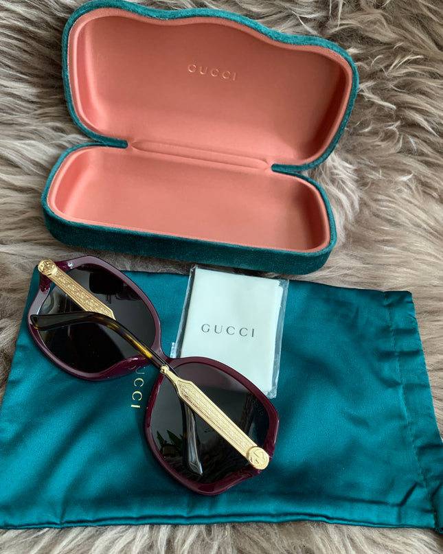 Gucci Burgundy/Black GG00765 Butterfly Sunglasses