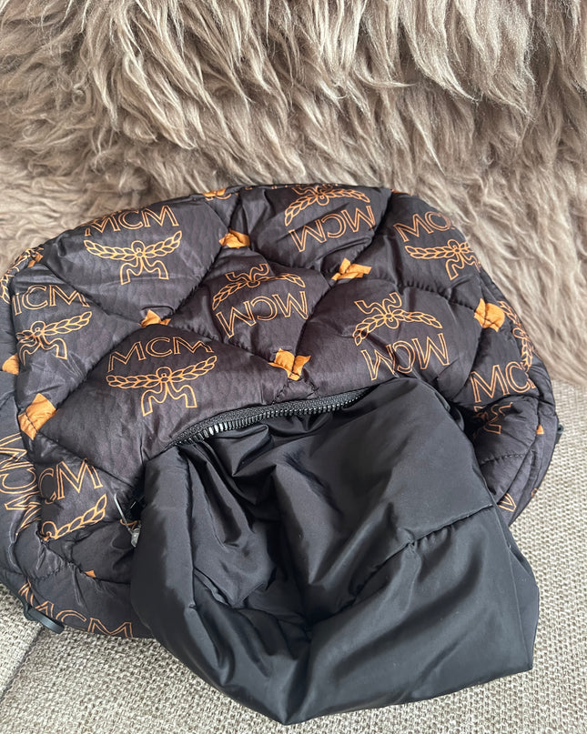 Preloved Authentic MCM Aren Hobo Bag Black Fabric