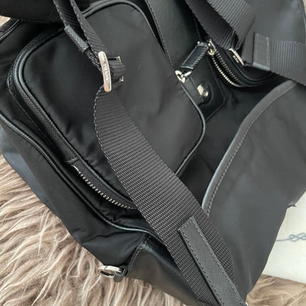 Preloved Authentic  Prada Tessuto Nylon and Saffiano Leather Messenger Bag