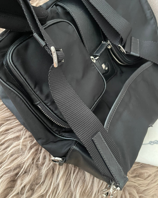 Preloved Authentic  Prada Tessuto Nylon and Saffiano Leather Messenger Bag