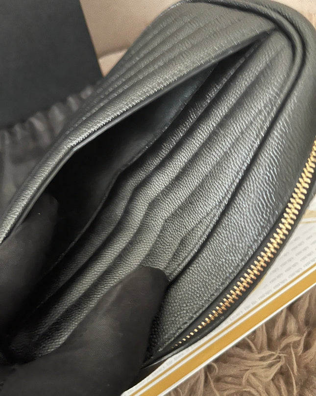 Preloved Authentic Saint Laurent Mini Lou Camera Bag in black quilted leather with gold-tone hardware