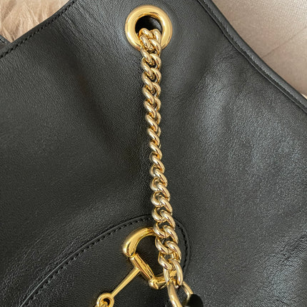 Preloved Authentic Rank A Gucci Horsebit 1955 tote bag in black leather