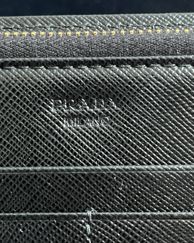 Preloved Authentic Prada Organizer Wallet — Saffiano Leather