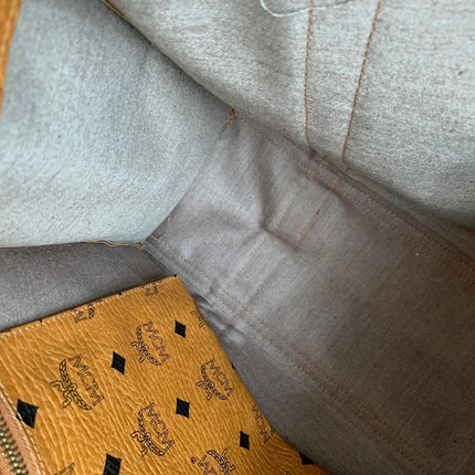 MCM Cognac Visetos Coated Canvas Medium Heritage Top Zip Shopper Tote