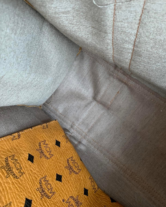 MCM Cognac Visetos Coated Canvas Medium Heritage Top Zip Shopper Tote