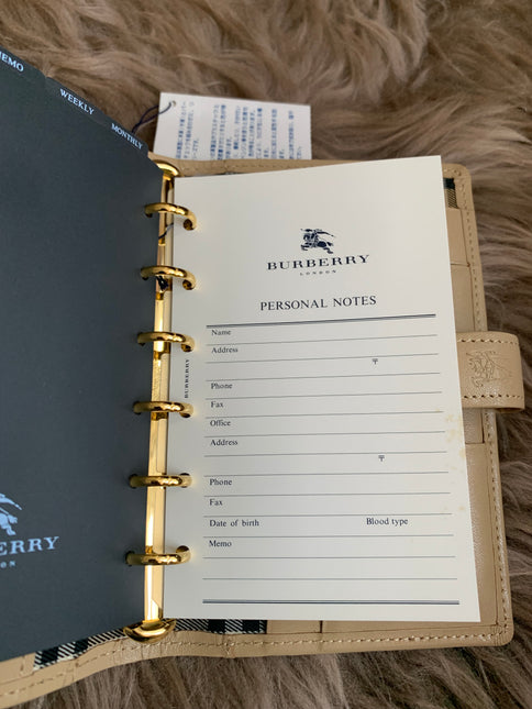 Burberry Brown Nova Check Leather Notebook Cover
