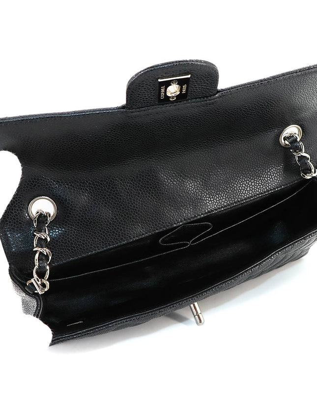 Preloved Authentic Rank A Chanel Matelasse Chain Shoulder Bag in Black Caviar Leather with Silver Hardware