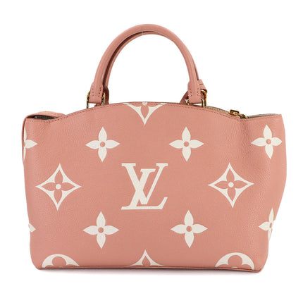 Preloved Authentic Rank A ouis Vuitton Two-Tone Monogram Empreinte Petit Palais PM 2-Way Handbag, Leather, Rose Trianon Creme,RFID