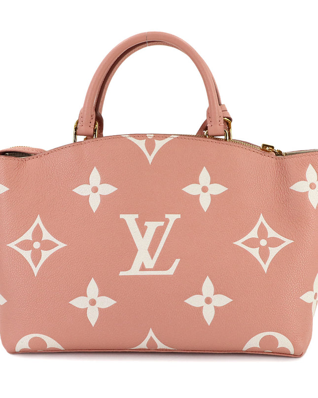 Preloved Authentic Rank A ouis Vuitton Two-Tone Monogram Empreinte Petit Palais PM 2-Way Handbag, Leather, Rose Trianon Creme,RFID