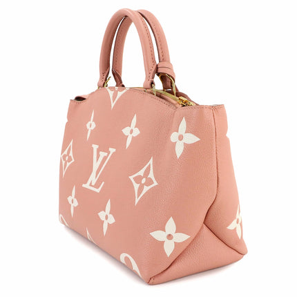 Preloved Authentic Rank A ouis Vuitton Two-Tone Monogram Empreinte Petit Palais PM 2-Way Handbag, Leather, Rose Trianon Creme,RFID