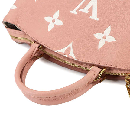 Preloved Authentic Rank A ouis Vuitton Two-Tone Monogram Empreinte Petit Palais PM 2-Way Handbag, Leather, Rose Trianon Creme,RFID