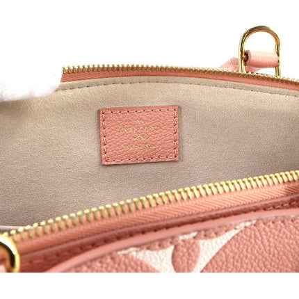 Preloved Authentic Rank A ouis Vuitton Two-Tone Monogram Empreinte Petit Palais PM 2-Way Handbag, Leather, Rose Trianon Creme,RFID