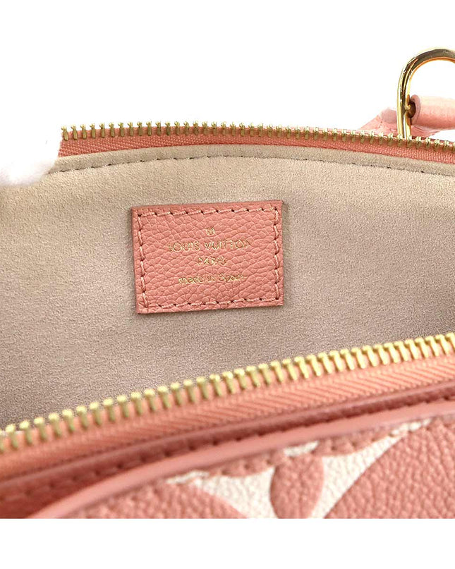 Preloved Authentic Rank A ouis Vuitton Two-Tone Monogram Empreinte Petit Palais PM 2-Way Handbag, Leather, Rose Trianon Creme,RFID