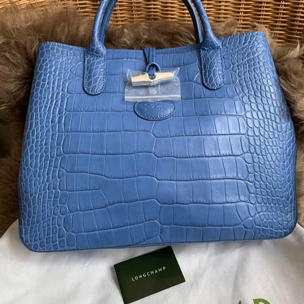 Longchamp Roseau Crocodile Embossed