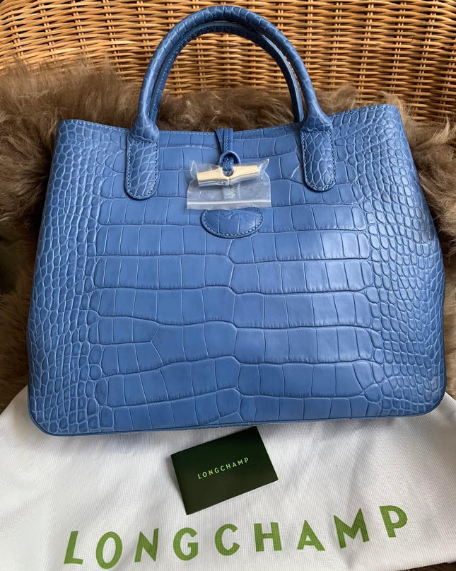 Longchamp Roseau Crocodile Embossed