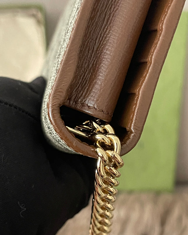 Preloved Authentic Gucci Horsebit 1955 Wallet with Chain in GG Supreme canvas