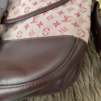 Preloved Authentic Louis Vuitton Monogram Mini Lin Marjorie shoulder bag in burgundy cloth with leather trim