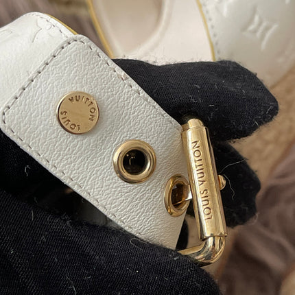Preloved Authentic Louis Vuitton White Monogram Wedge Sandals in 36.5