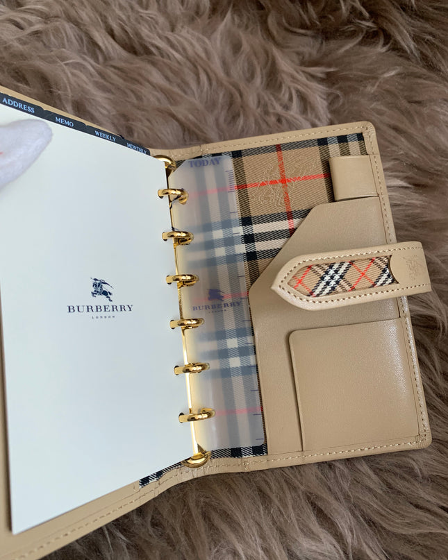 Burberry Brown Nova Check Leather Notebook Cover