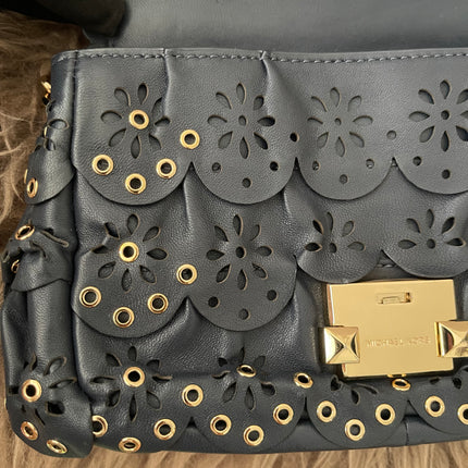 Preloved Authentic Michael Kors Black Leather Small Sloan Studded Chain Shoulder Bag