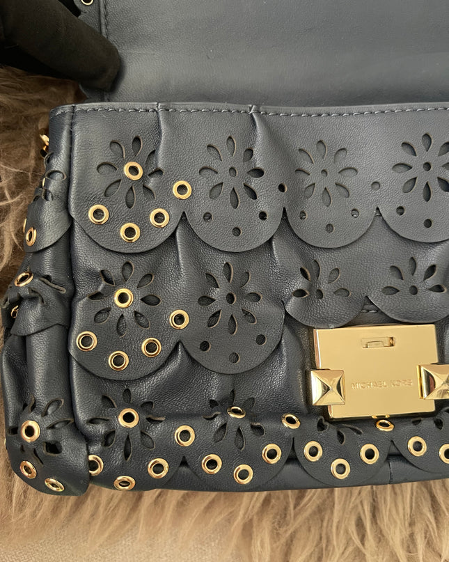 Preloved Authentic Michael Kors Black Leather Small Sloan Studded Chain Shoulder Bag