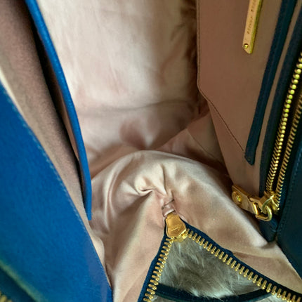 Miu Miu Two Tone Blue Madras Leather Doctor Satchel