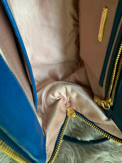 Miu Miu Two Tone Blue Madras Leather Doctor Satchel