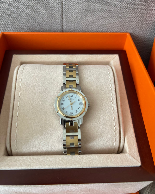 Preloved Authentic Hermès Clipper Watch 2 tone