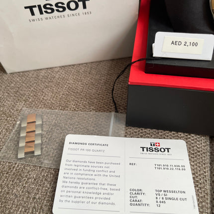 Preloved Authentic Tissot PR 100 Ladies Watch - Two-Tone, Pearlescent Dial and Diamond Markers