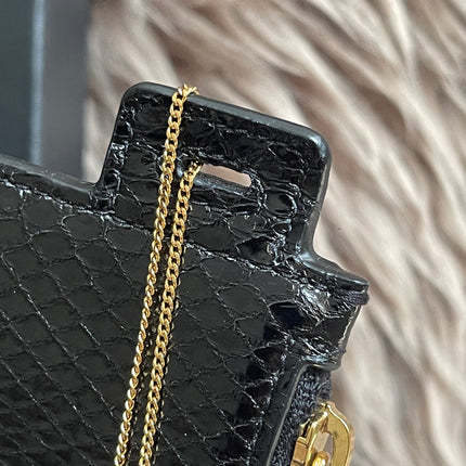 Preloved Authentic Saint Laurent Pouch Avenue Black Python Chain Bag