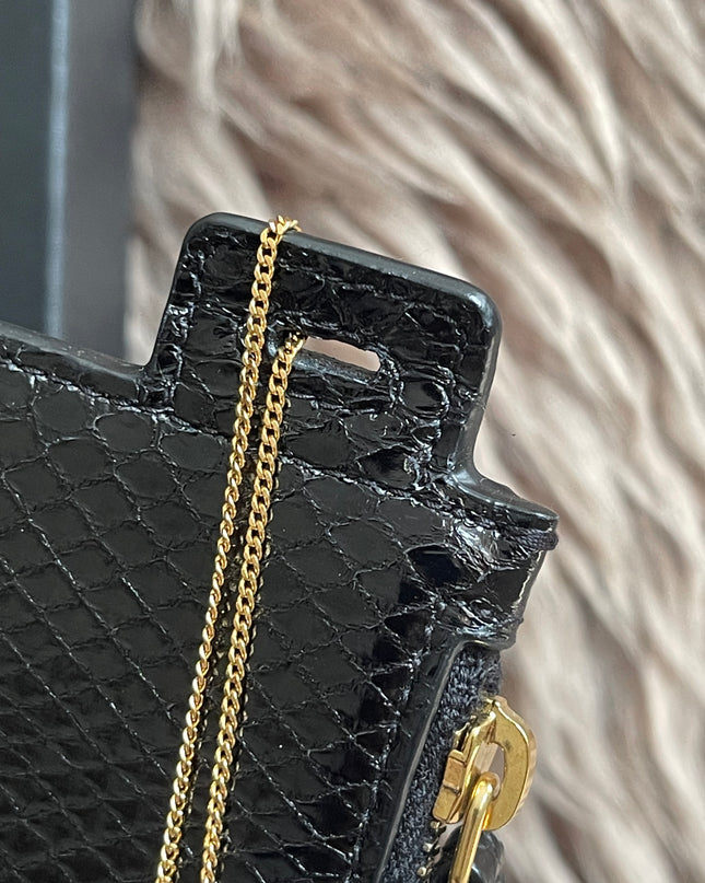 Preloved Authentic Saint Laurent Pouch Avenue Black Python Chain Bag