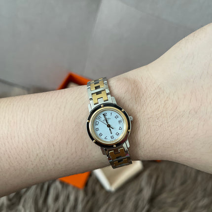 Preloved Authentic Hermès Clipper Watch 2 tone
