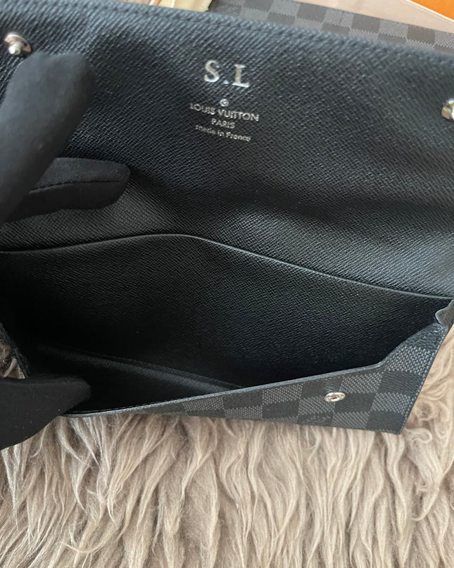 Preloved Authentic Rank A- Louis Vuitton Damier Graphite long wallet with removable insert