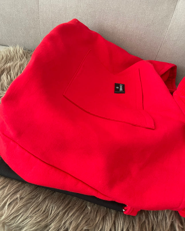 Preloved Authentic Chanel Red Terry Cloth Beach Bag and Towel Set