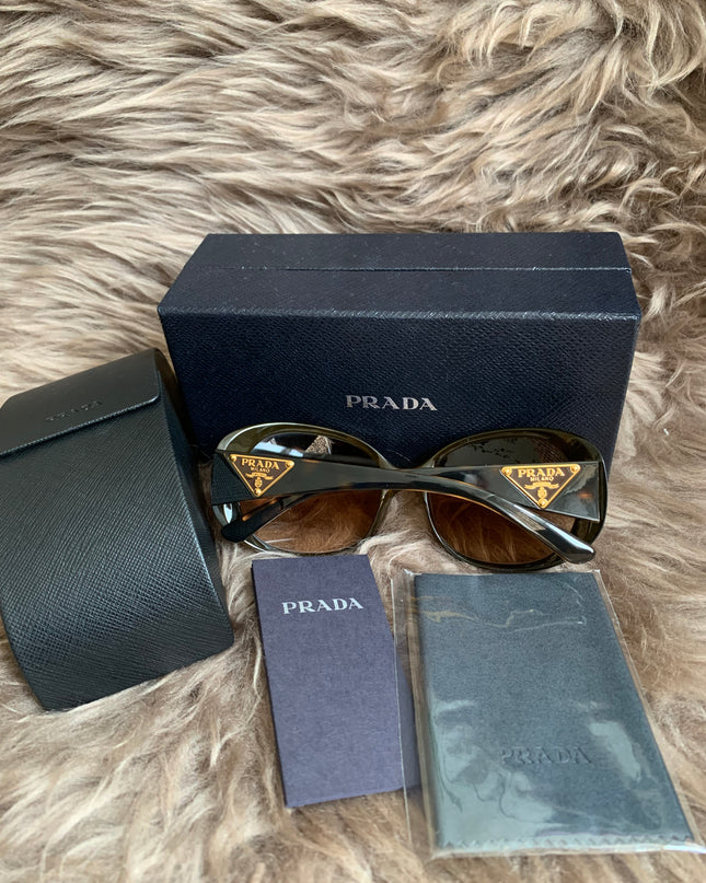 Prada Brown Oversized Oval Frame Sunglasses