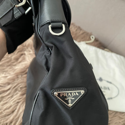 Preloved Authentic  Prada Tessuto Nylon and Saffiano Leather Messenger Bag