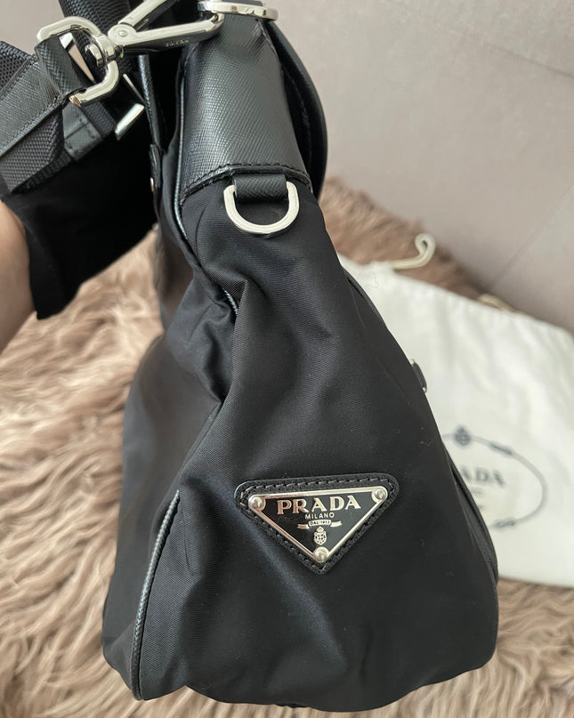 Preloved Authentic  Prada Tessuto Nylon and Saffiano Leather Messenger Bag